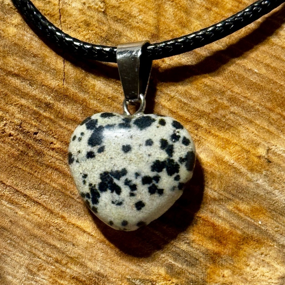 Heart-Shaped Dalmatian Stone Pendant‎ Necklace